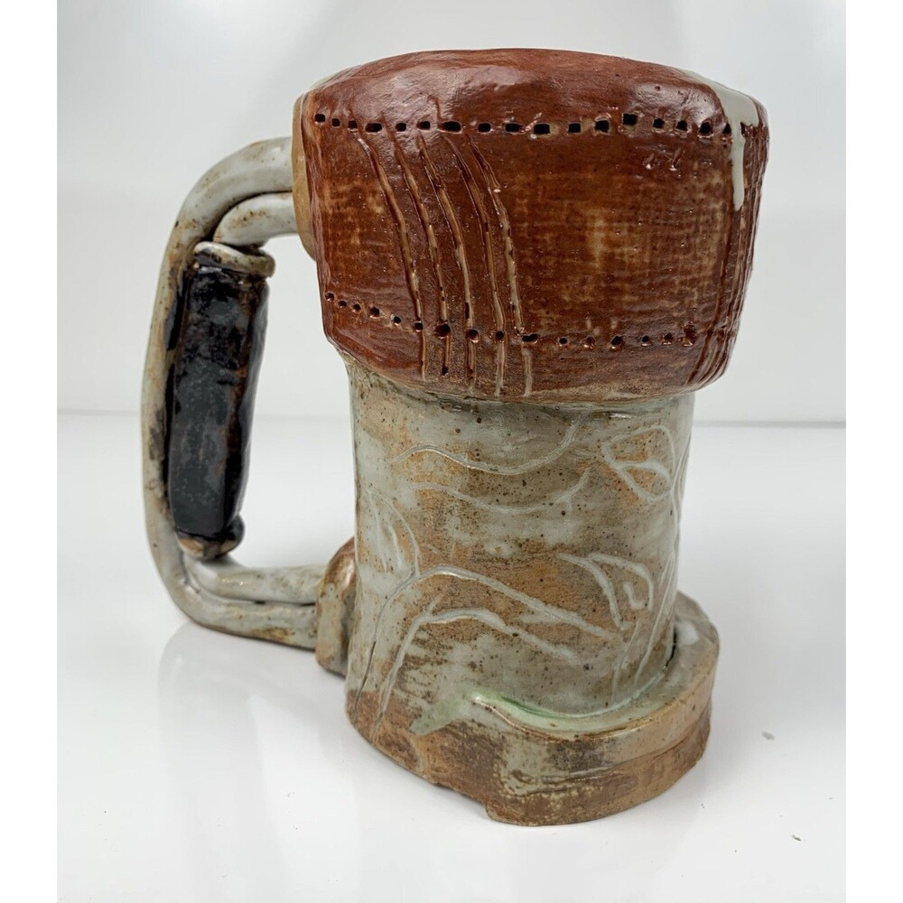 Handmade Abstact Chunky Pottery Stoneware Amateur Style Ceramics Mug Stein Cup